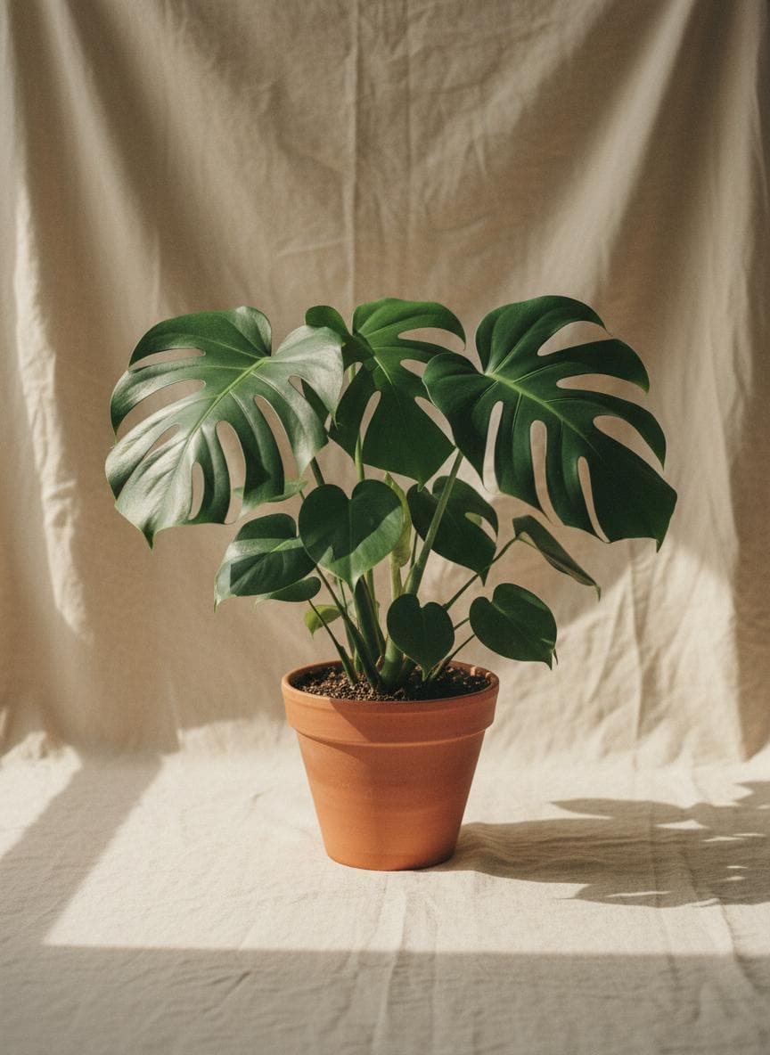 Tropical indoor plant in soft natural light